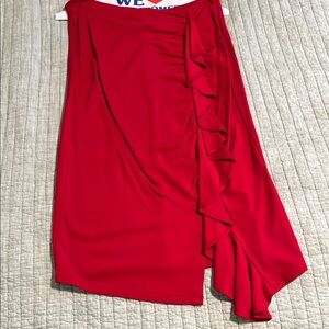 🔥🔥Halogen – Side Ruffle Pencil Skirt RED / M
